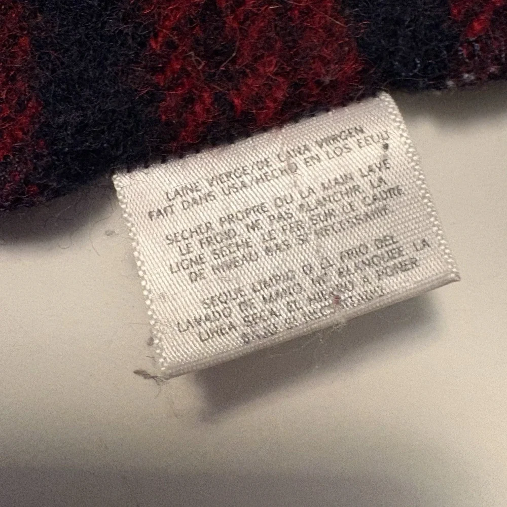 Faribault Woolen Mill Co Virgin Wool Throw Blanket Red White Blue Plaid 24x66